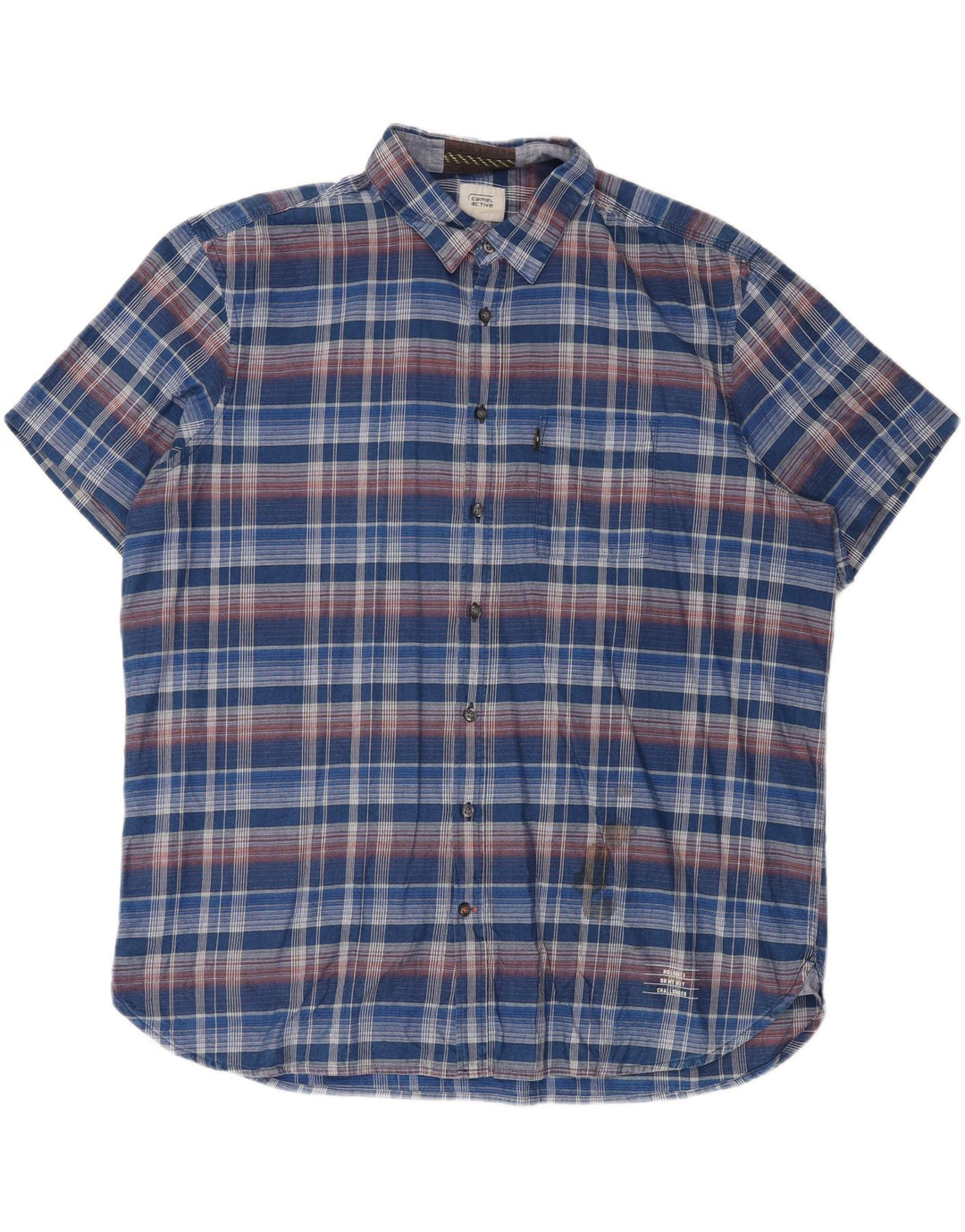 CAMEL ACTIVE Camicia da uomo a maniche corte vestibilità regolare 2XL Blu a quadri