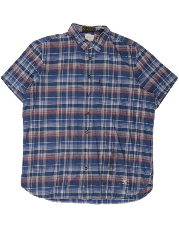 CAMEL ACTIVE Camicia da uomo a maniche corte vestibilità regolare 2XL Blu a quadri