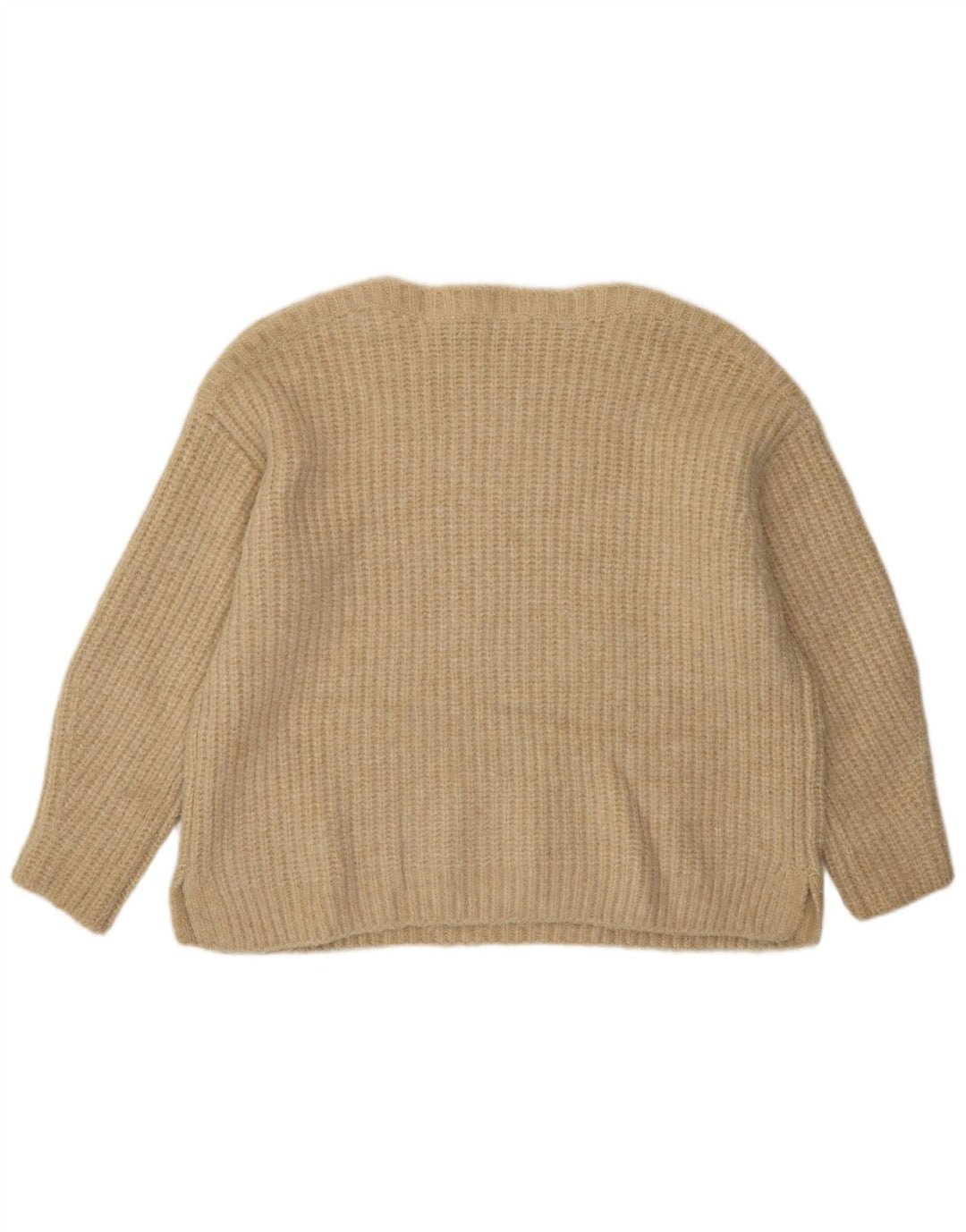 Maglione maglione oversize con scollo a barca da donna Zara UK 14 Poliestere beige medio