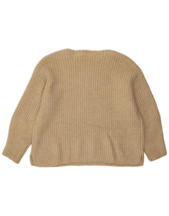 Maglione maglione oversize con scollo a barca da donna Zara UK 14 Poliestere beige medio