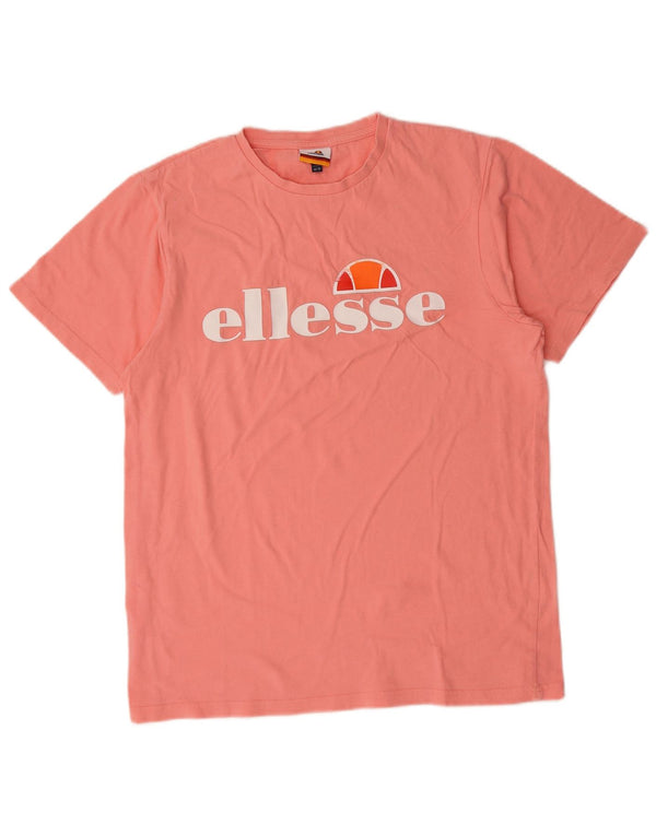 Ellesse T-shirt grafica oversize da donna Top UK 10 Small Cotone rosa