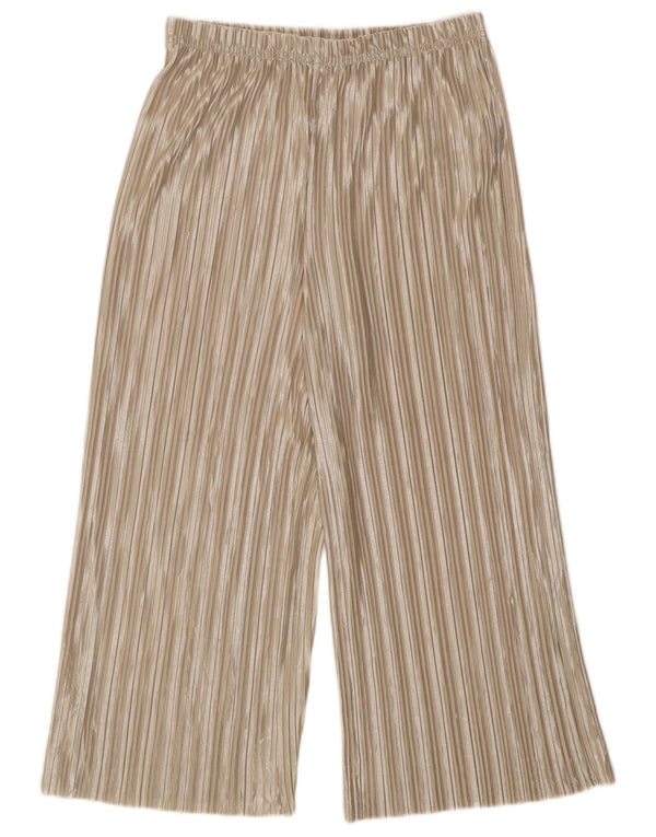 Pantaloni corti da donna a gamba larga Topshop UK 10 piccoli W26 L23 a righe beige