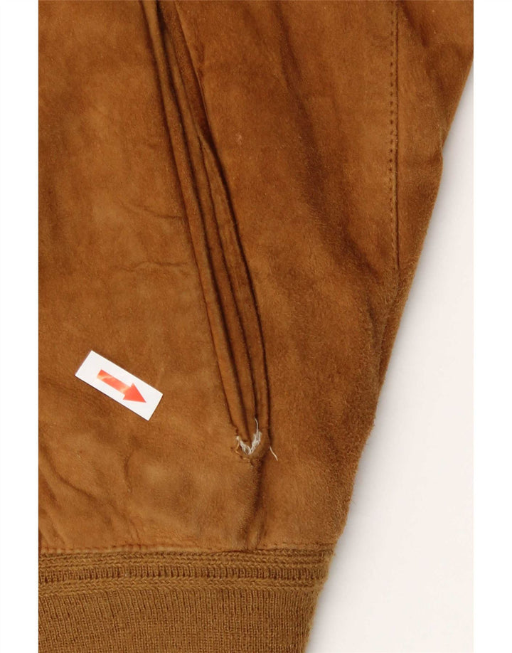 Giubbotto bomber vintage in pelle scamosciata da uomo IT 50 in pelle beige medio