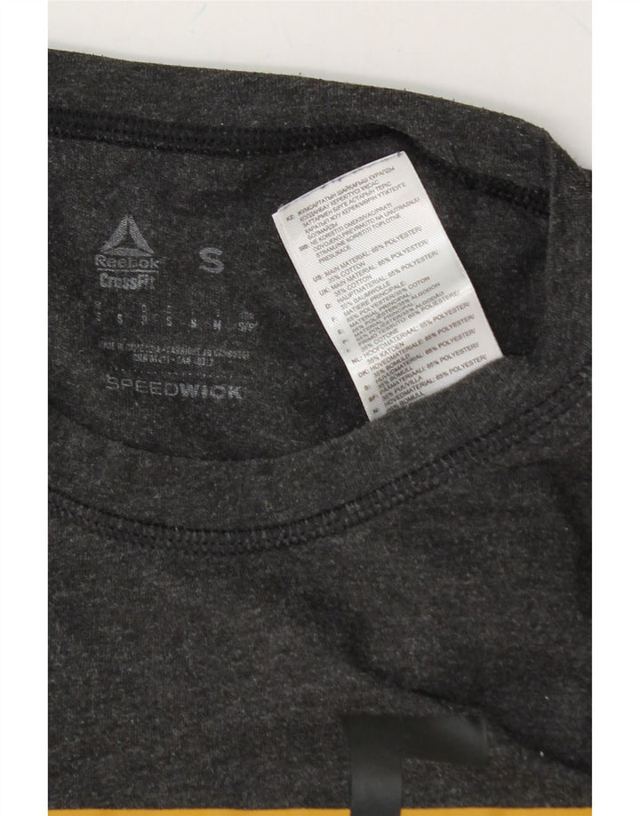 REEBOK Mens Graphic T-Shirt Top Small Grey Polyester Vintage Reebok and Second-Hand Reebok from Messina Hembry 