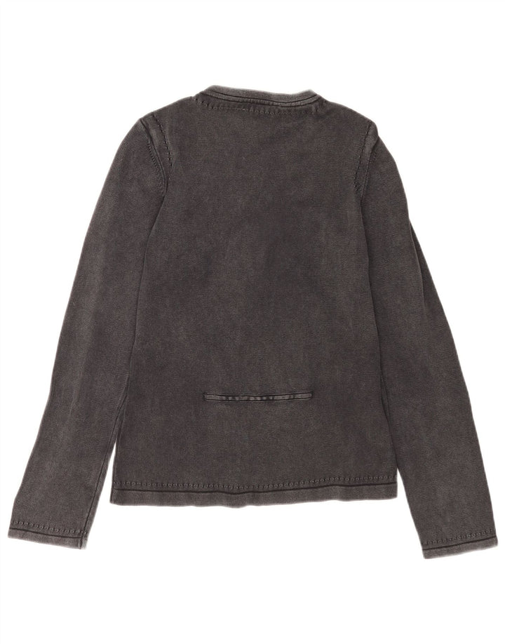 Maglione cardigan da donna Marlboro Classics UK 14 grande cotone grigio