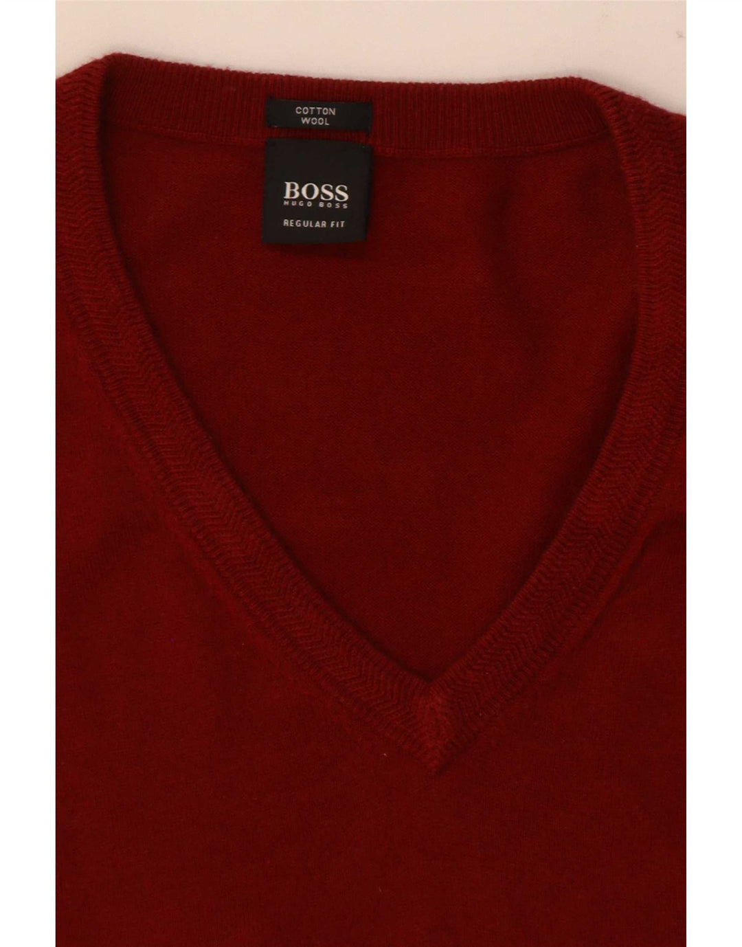 Hugo Boss Maglione da uomo con vestibilità regolare con scollo a V, colore rosso medio