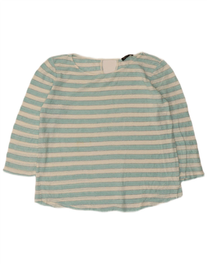 Massimo Dutti Top oversize da donna manica 3/4 UK 10 piccolo a righe blu