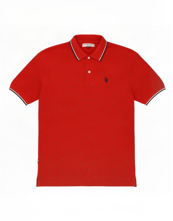 Polo Assn. Polo da uomo piccola in cotone maculato rosso