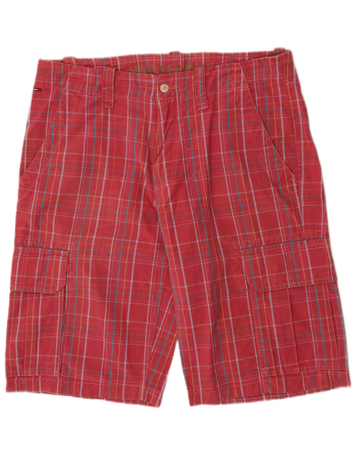 Pantaloncini cargo da uomo Tommy Hilfiger W34 cotone a quadri rossi grandi
