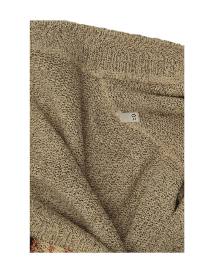 Maglione cardigan da uomo vintage IT 50 grigio medio geometrico