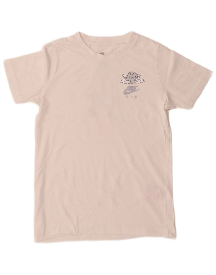 T-shirt grafica da ragazzo Nike Top 10-11 anni cotone bianco medio