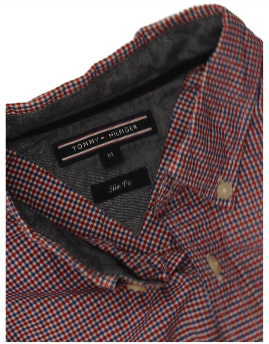 Camicia slim fit da uomo Tommy Hilfiger in cotone a quadri rossi medi