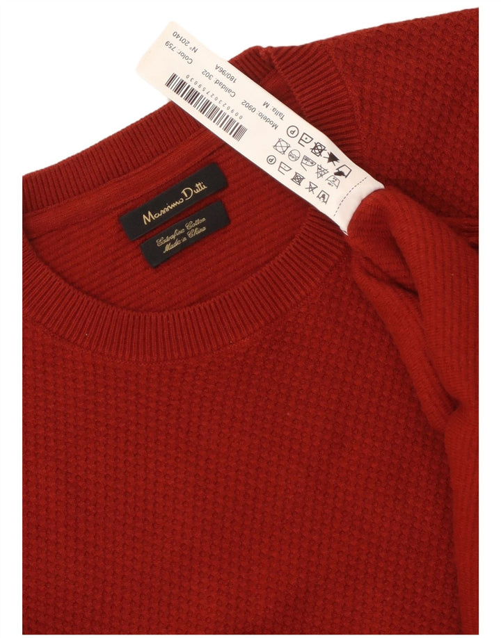 Maglione maglione girocollo da uomo Massimo Dutti in cotone bordeaux medio