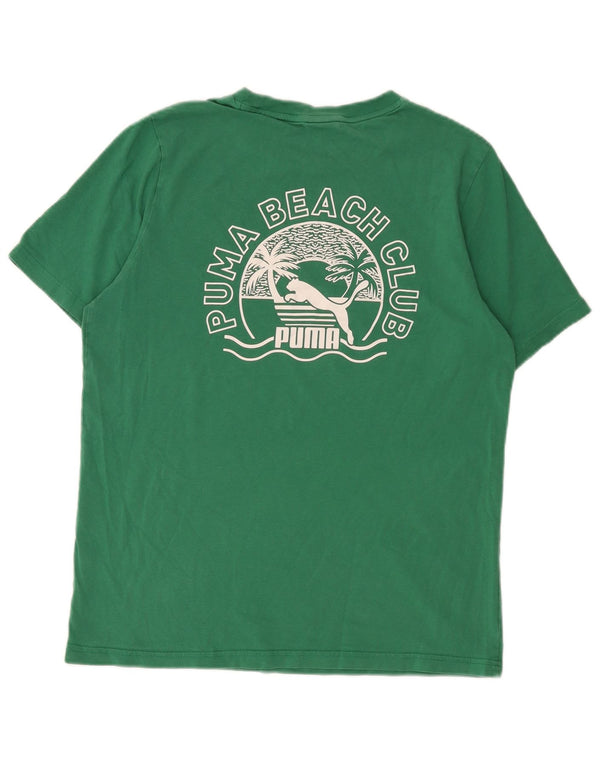 T-shirt grafica da uomo Puma Top in cotone verde medio