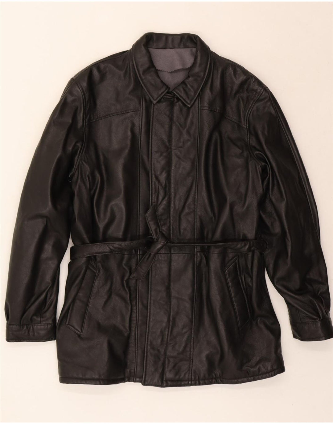 VINTAGE Mens Leather Jacket UK 40 Large Black Vintage Vintage and Second-Hand Vintage from Messina Hembry 