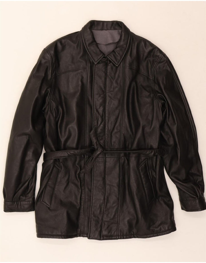 VINTAGE Mens Leather Jacket UK 40 Large Black Vintage Vintage and Second-Hand Vintage from Messina Hembry 