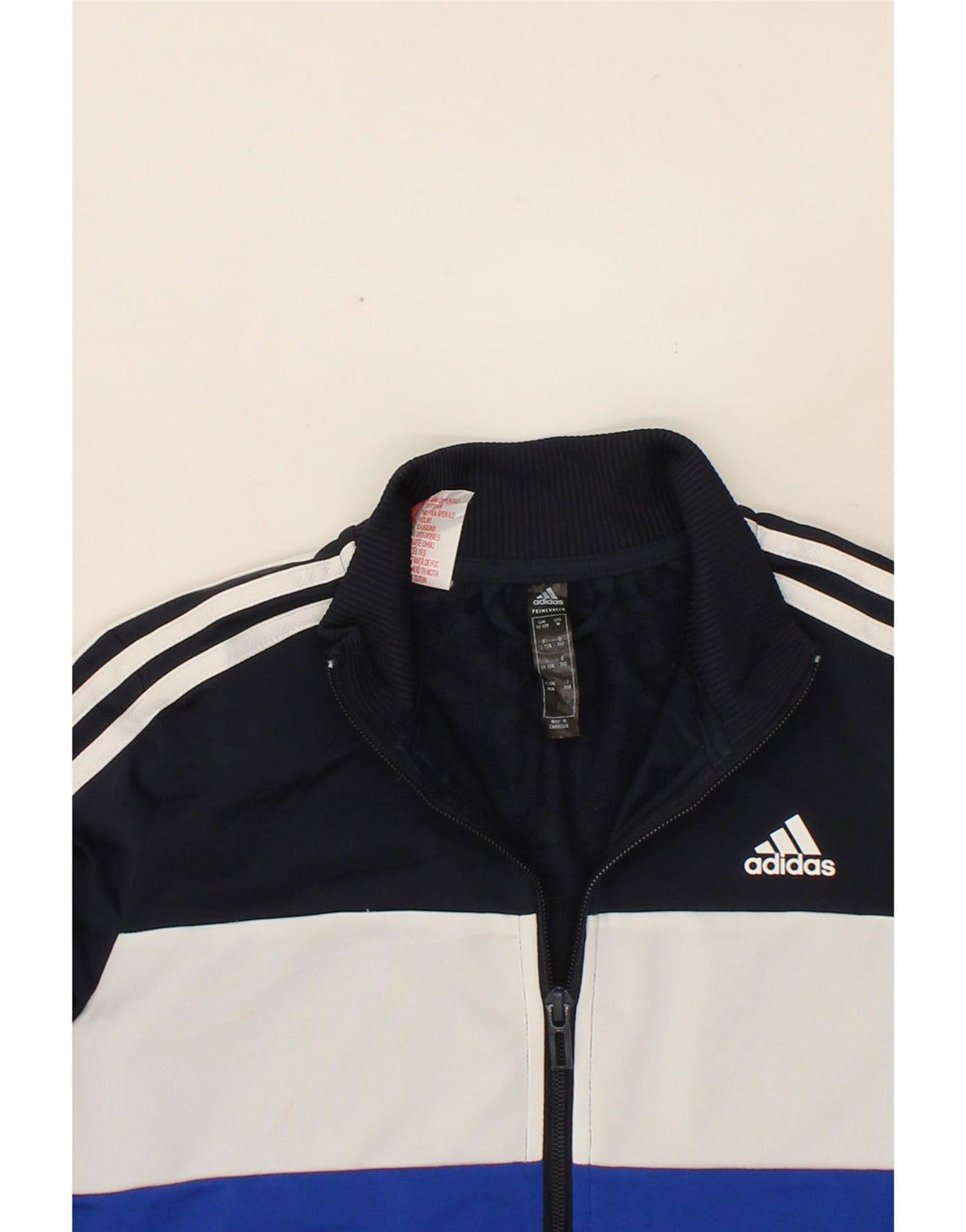 ADIDAS Boys Tracksuit Top Jacket 11-12 Years Navy Blue Colourblock Vintage Adidas and Second-Hand Adidas from Messina Hembry 