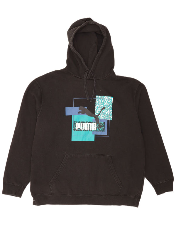 Felpa con cappuccio grafica da uomo Puma XL in cotone nero