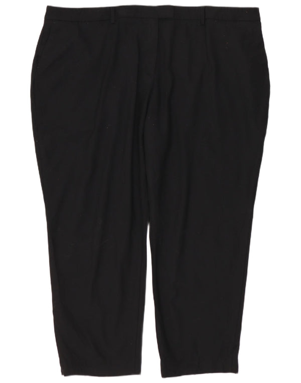 Pantaloni da abito a vita alta da donna Marks & Spencer UK 22 3XL W44 L25 Nero