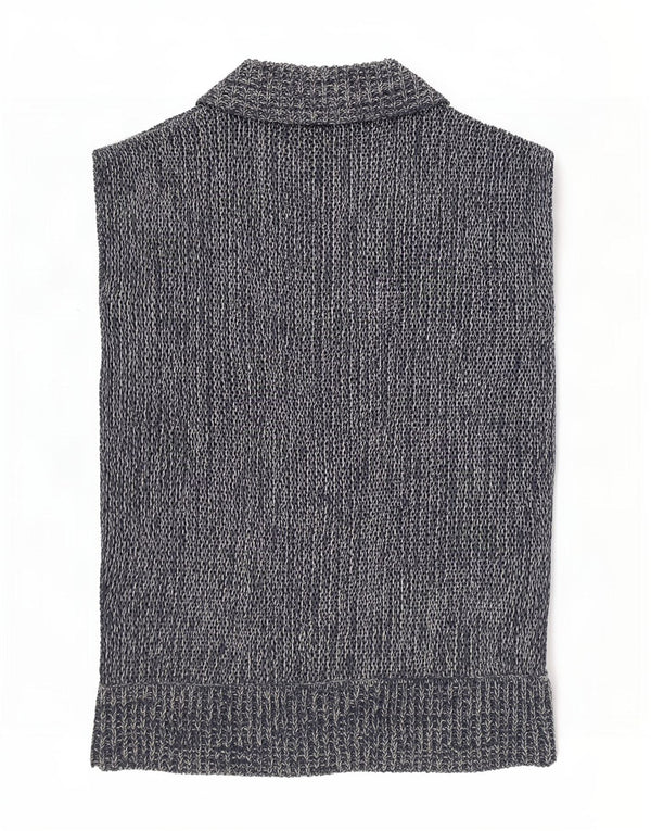 Maglione cardigan senza maniche da donna Marks & Spencer UK 10 piccolo blu navy