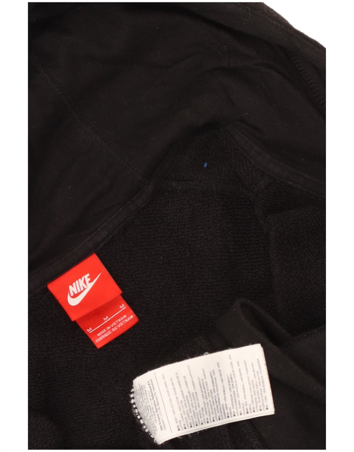 Felpa con cappuccio e zip grafica Nike da uomo in cotone nero medio