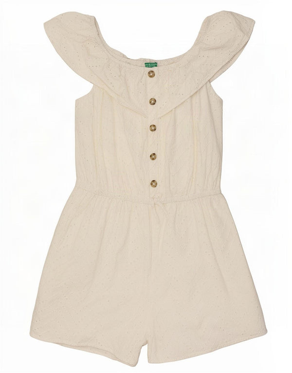 Tuta corta da donna con spalle scoperte Benetton UK 14 Medium White