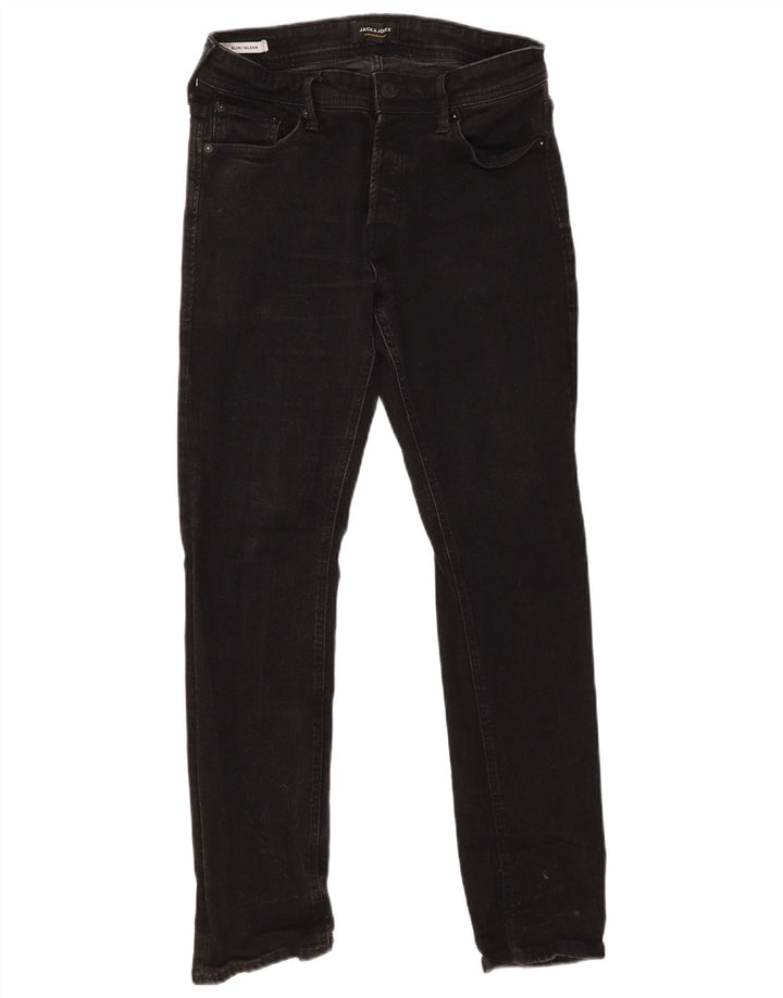 Jack & Jones Uomo GLENN Slim Jeans W30 L30 Cotone Nero