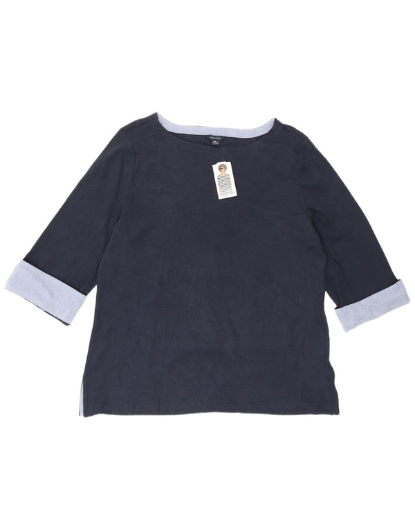 Top da donna Nautica manica 3/4 UK 20 2XL cotone color block blu navy