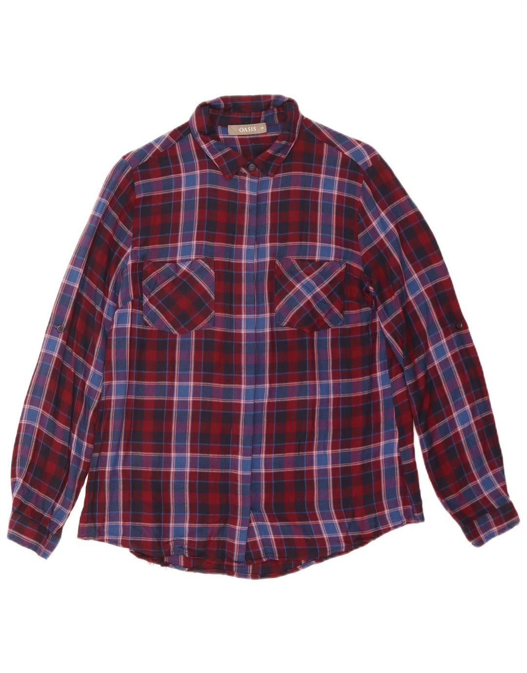 Camicia in flanella da donna Oasis UK 10 Piccola viscosa scozzese rossa