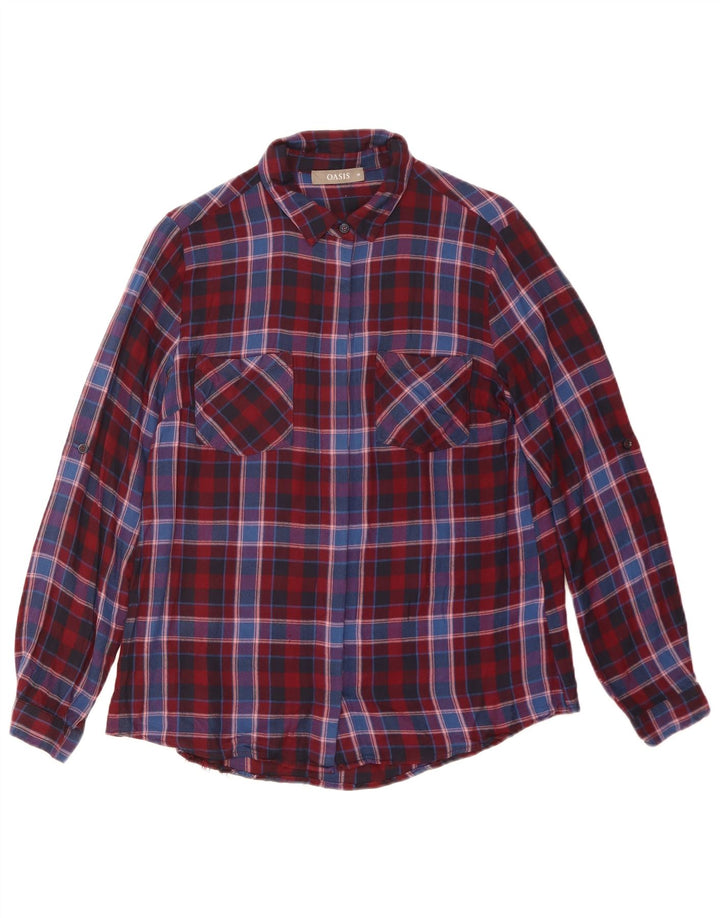 Camicia in flanella da donna Oasis UK 10 Piccola viscosa scozzese rossa