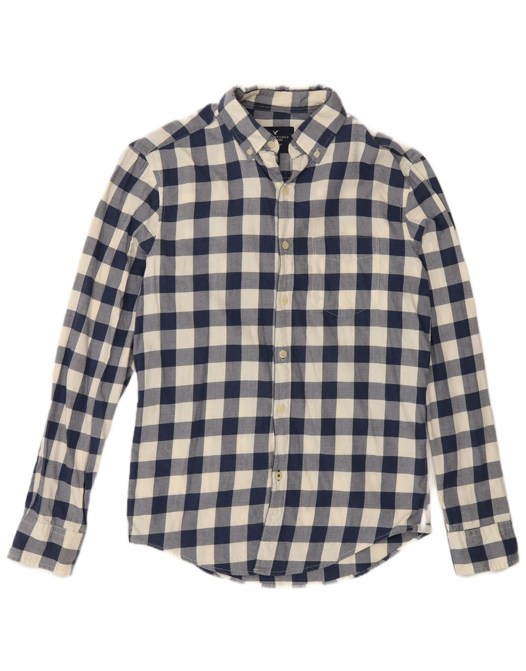 Camicia da uomo Classic Fit American Eagle XS in cotone a quadretti blu navy