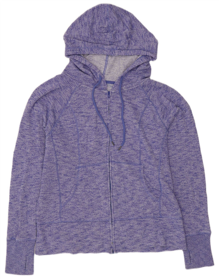 Maglione con cappuccio e zip da donna GAP UK 16 Grande cotone screziato viola