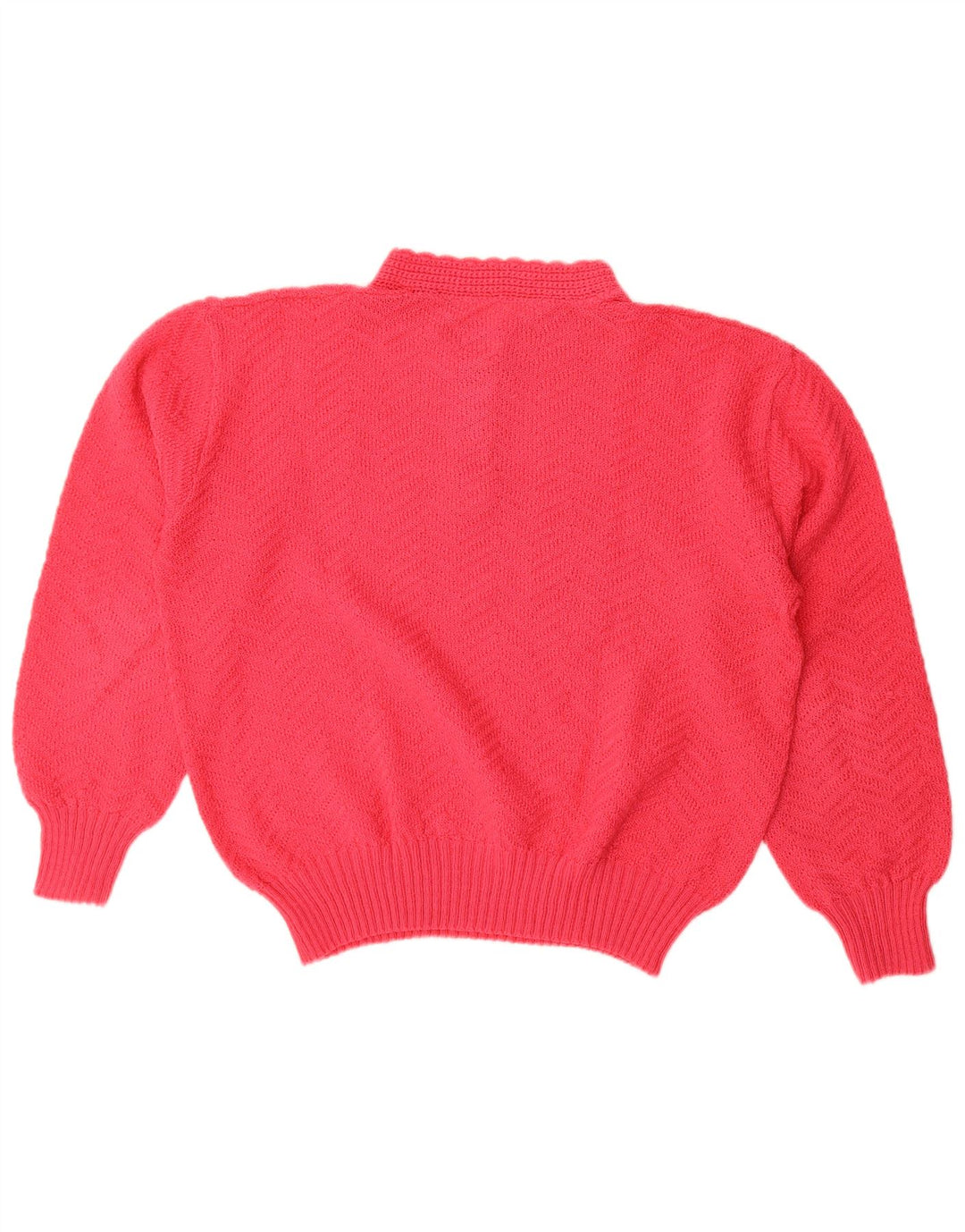 Maglione maglione vintage da donna con collo a bottoni UK 16 grande rosso