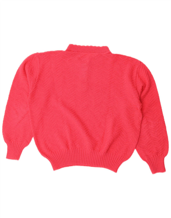 Maglione maglione vintage da donna con collo a bottoni UK 16 grande rosso