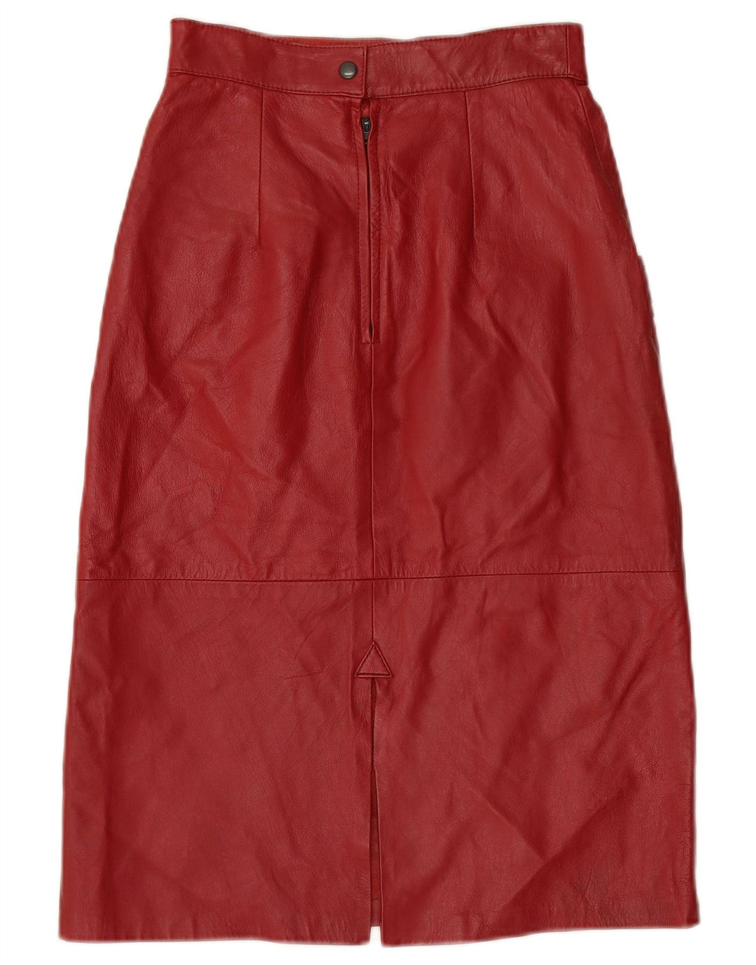 Gonna in pelle a vita alta da donna VINTAGE W24 XS Borgogna