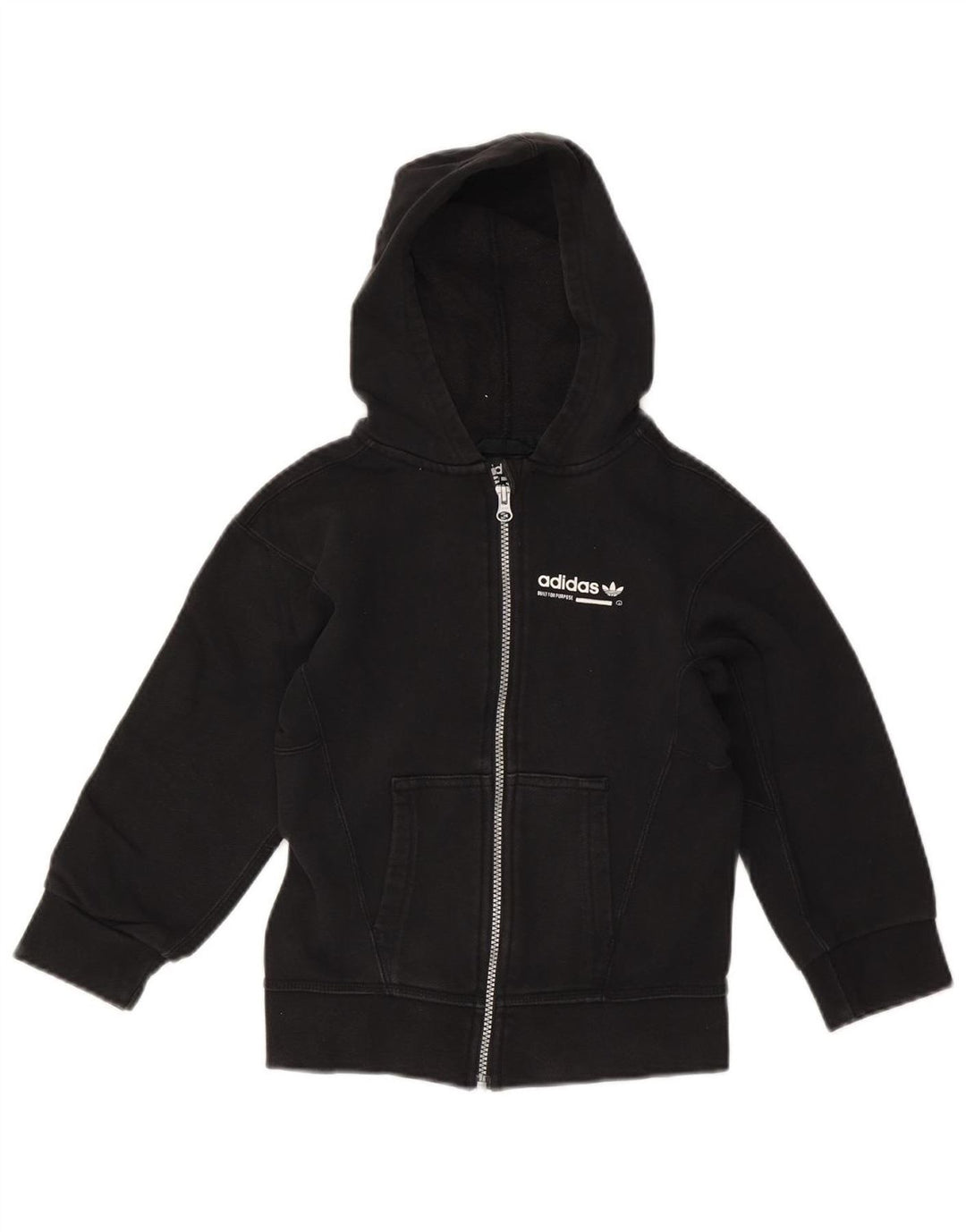 Felpa con cappuccio con zip grafica Adidas da ragazzo 7-8 anni nera