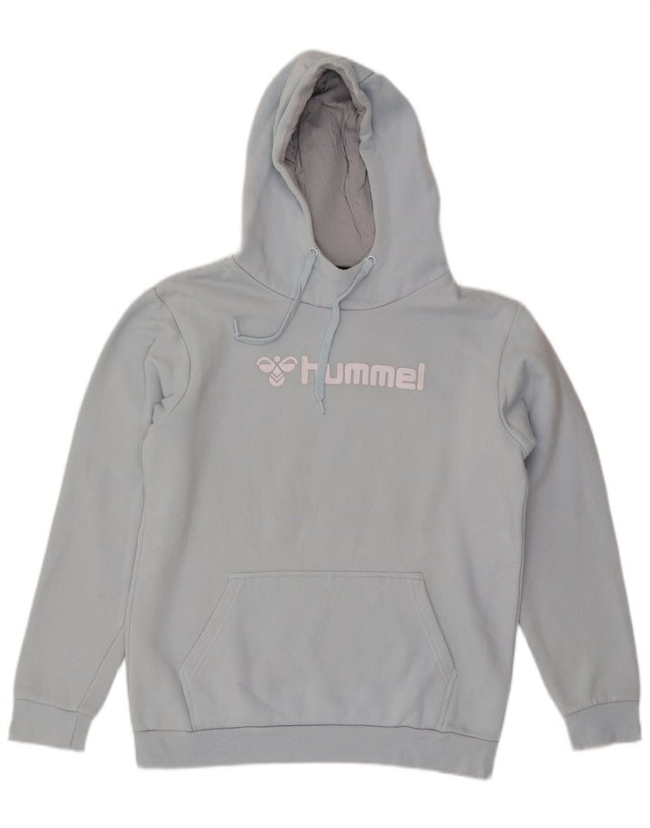 Felpa con cappuccio grafica da uomo Hummel in cotone blu medio