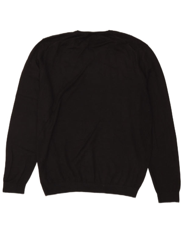Maglione da uomo con scollo a V Calvin Klein, grande lana merino nera