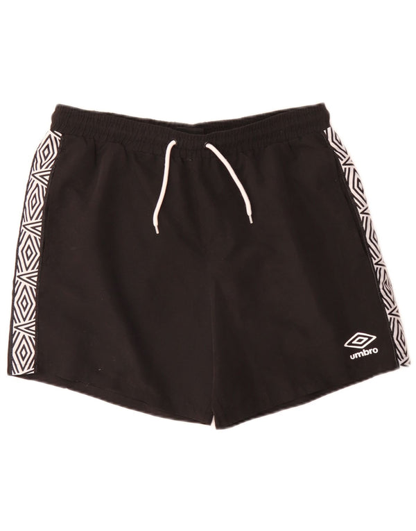 Pantaloncini da bagno grafici da uomo Umbro grandi in poliestere geometrico nero
