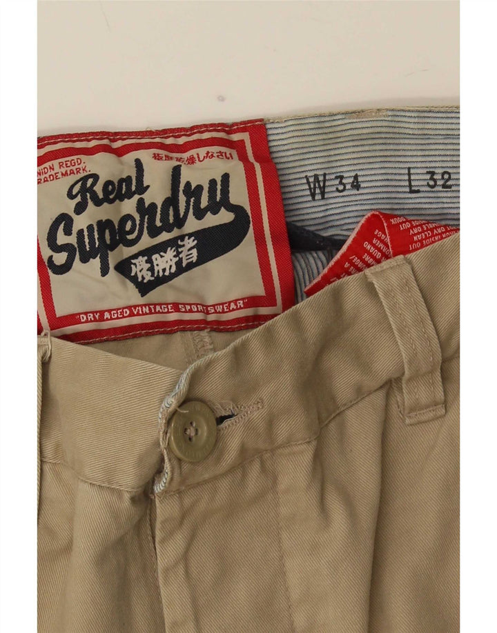 Pantaloni chino dritti da uomo Superdry W34 L32 Beige