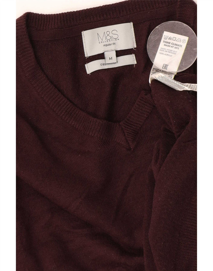 Maglione da uomo Marks & Spencer vestibilità regolare con scollo a V marrone medio