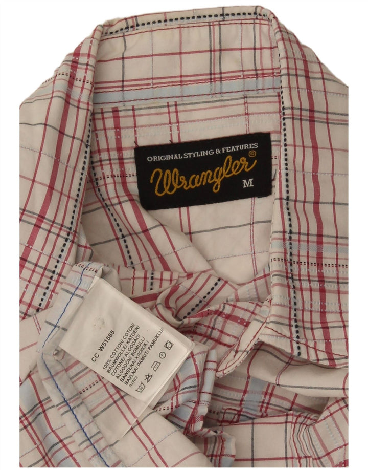 Camicia da uomo Wrangler a maniche corte, vestibilità regolare, in cotone scozzese medio bianco