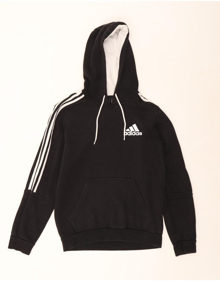 Felpa con cappuccio da uomo Adidas media in cotone nero