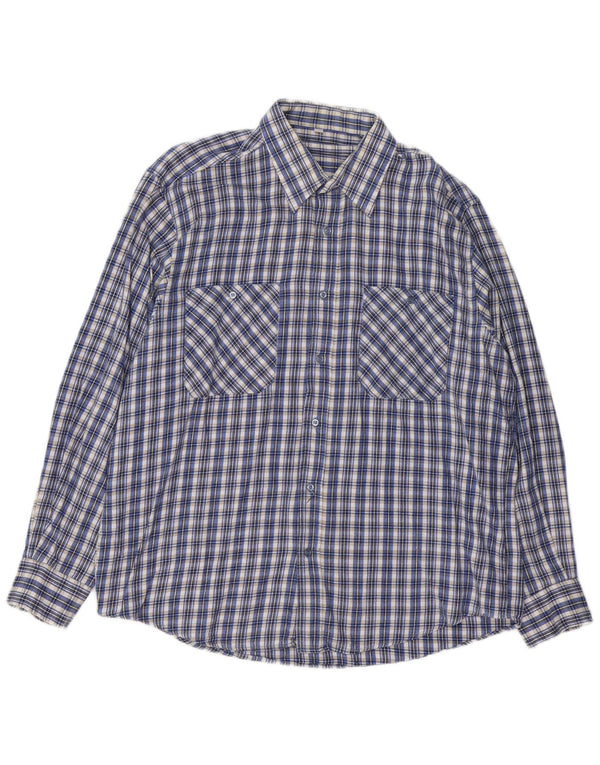 Camicia di flanella da uomo VINTAGE a quadri blu grandi