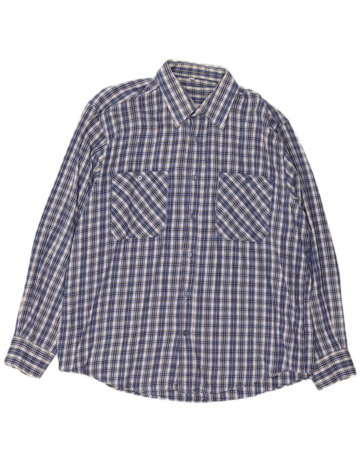 Camicia di flanella da uomo VINTAGE a quadri blu grandi