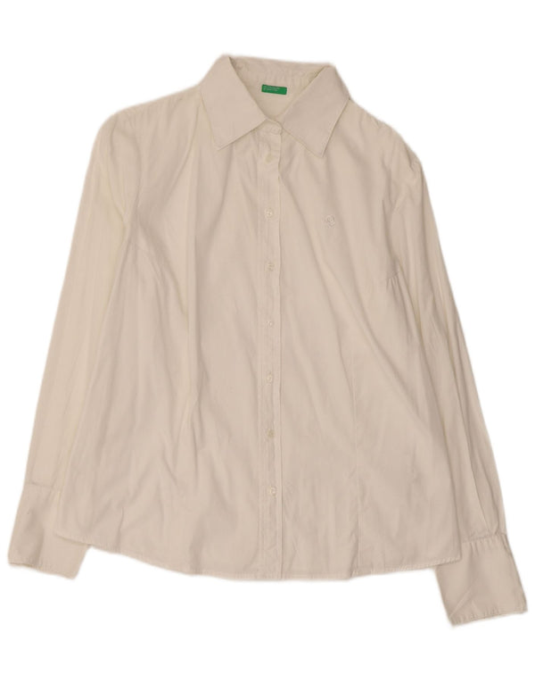 Camicia da donna BENETTON UK 16 grande cotone bianco