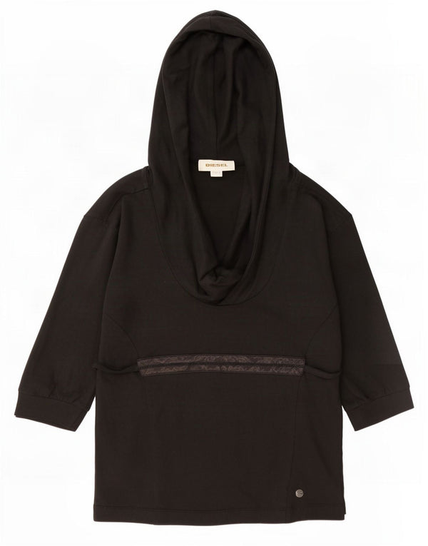 Diesel Top da donna con cappuccio manica 3/4 UK 10 piccolo cotone grigio