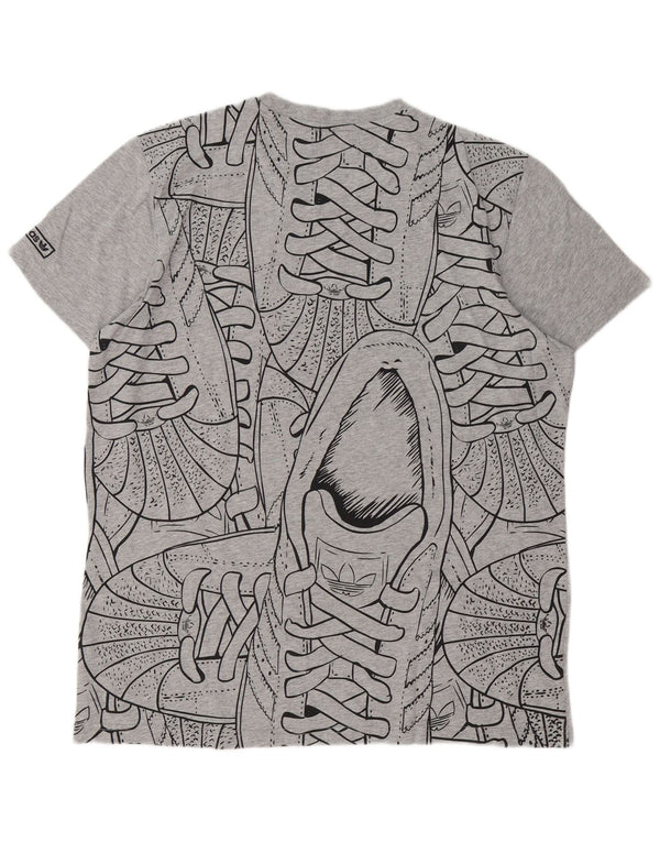 T-shirt grafica da uomo Adidas Top XL in cotone chiazzato grigio