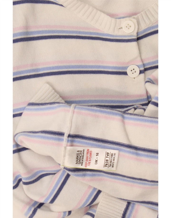 Maglione cardigan da donna Marks & Spencer UK 16 grandi righe bianche