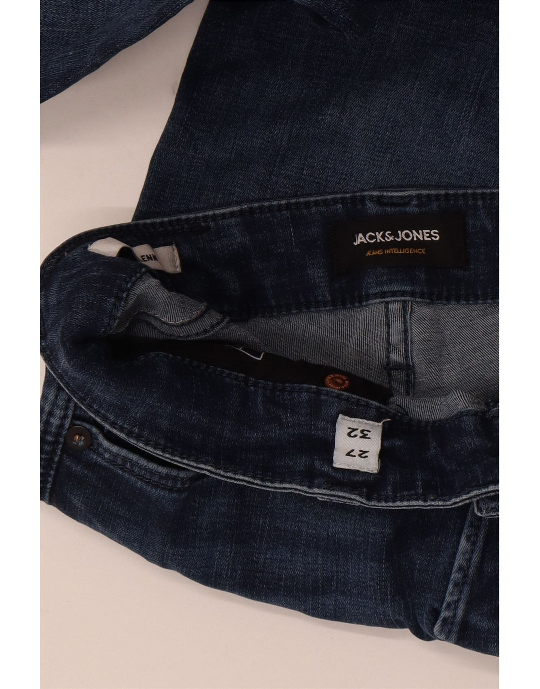 Jack & Jones Uomo GLENN Slim Jeans W27 L32 Blu Navy Cotone